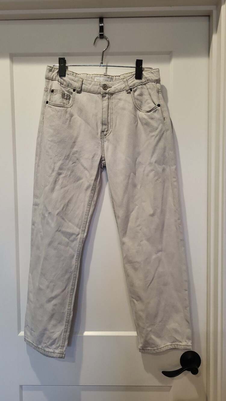 Zara Kids Boy Gray Straight Leg Denim Jeans Adjustable Waist Size 13-14